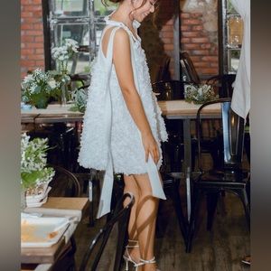 White 3d Flower Bow Shoulder Straps Cocktail/Bridal/Prom Dress